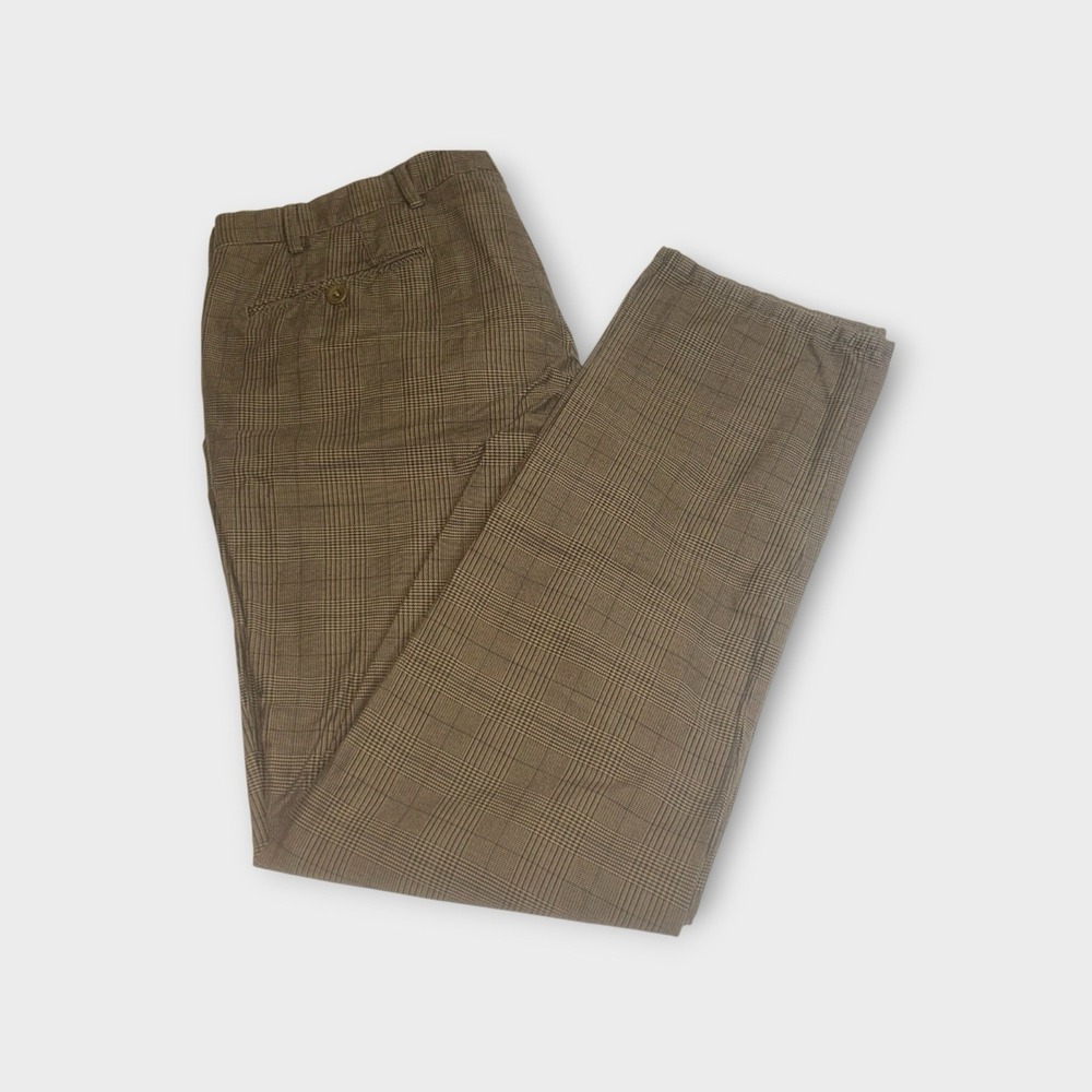 Meyer Chinos / Casual Pants Size 54 (38 US) Bonn In Brown Plaid Cotton Blend‎